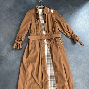 Vintage 1950’s Camel Trench Coat with Plaid Lining